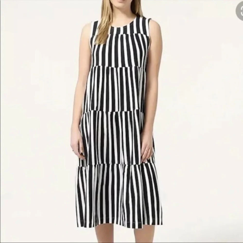 New J Crew Tiered Tank Dress Navy Stripes AR641
